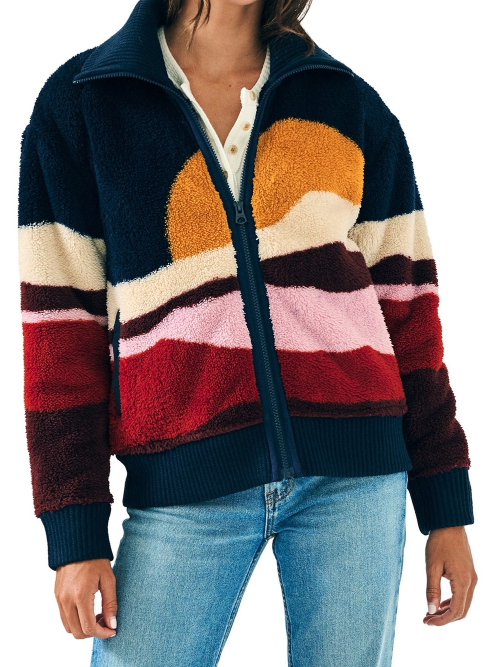 Faherty Mountain Sunset High Pile Fleece Jacket, XL, EUC 🌅